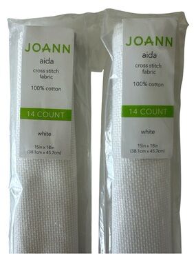 NWT 2 x JOANN Aida Cloth Cross Stitch Fabric 100% Cotton 14 Count 15in x 18in
